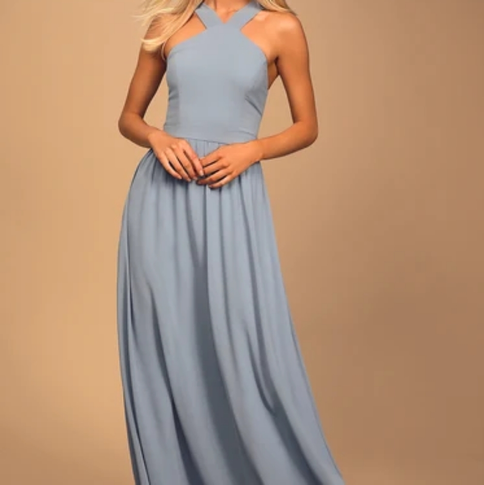 Lulu's Air of Romance Light Blue Maxi Dress Size S